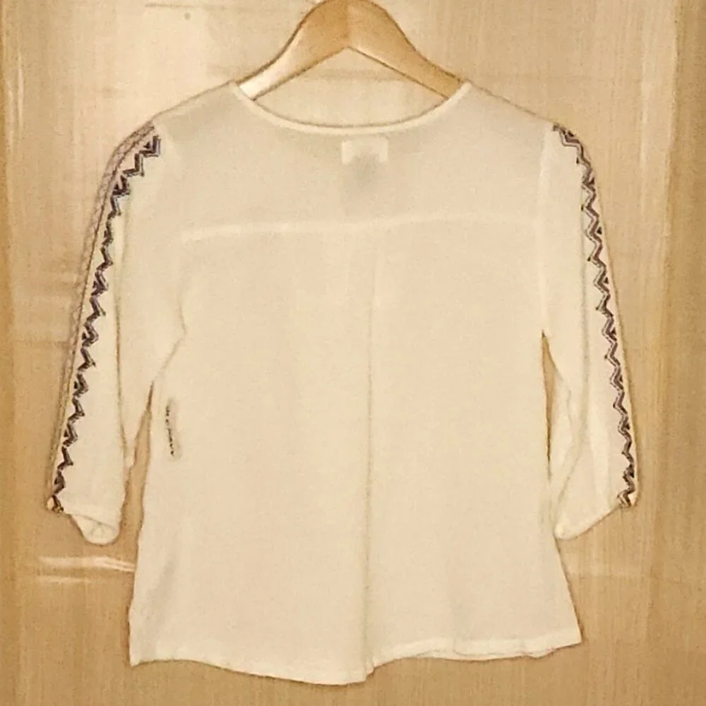 Old Navy New Cream Boho Embroidered Flowy Top 10-12